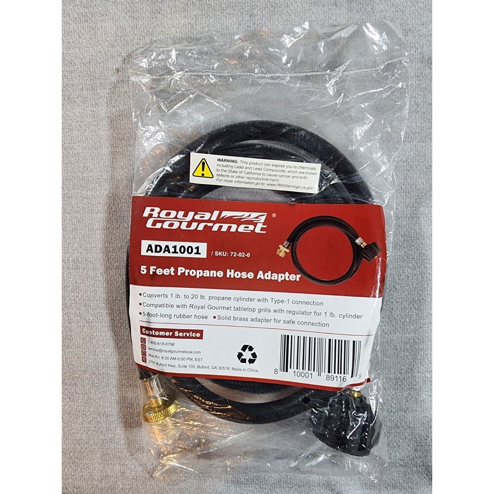Royal Gourmet 5 Feet Propane Adapter Hose 1 lb to 20 lb LP Tank Converter